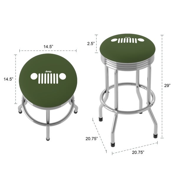 Jeep Grille 360 Swivel Ribbed Barstool with Foam Padded Seat - 20.75 x 20.75 x 29