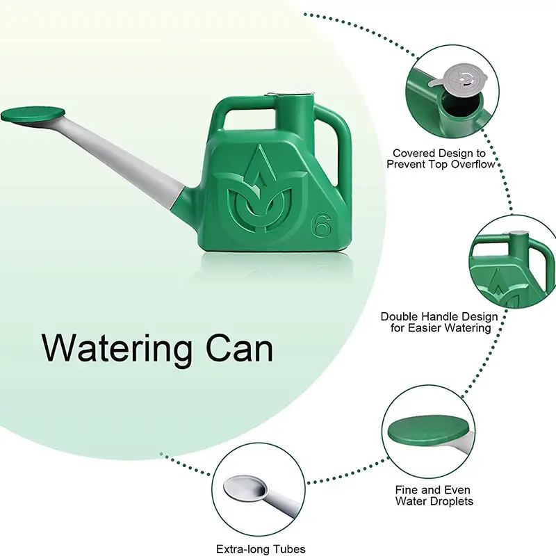 Deepbang Manufacturer Wholesale Custom Outdoor Green Modern 2 Gallon 6L Long Spout Plastic PP Flower Plant Watering Can