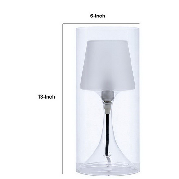 Benjara BM240313 Hurricane Table Lamp with Frosted...