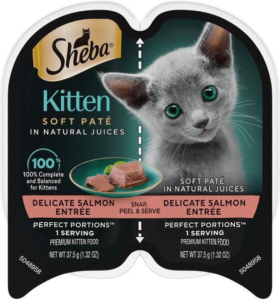 Sheba Perfect Portions Kitten Salmon Paté Wet Kitten Food， 2.65-oz， 24 count