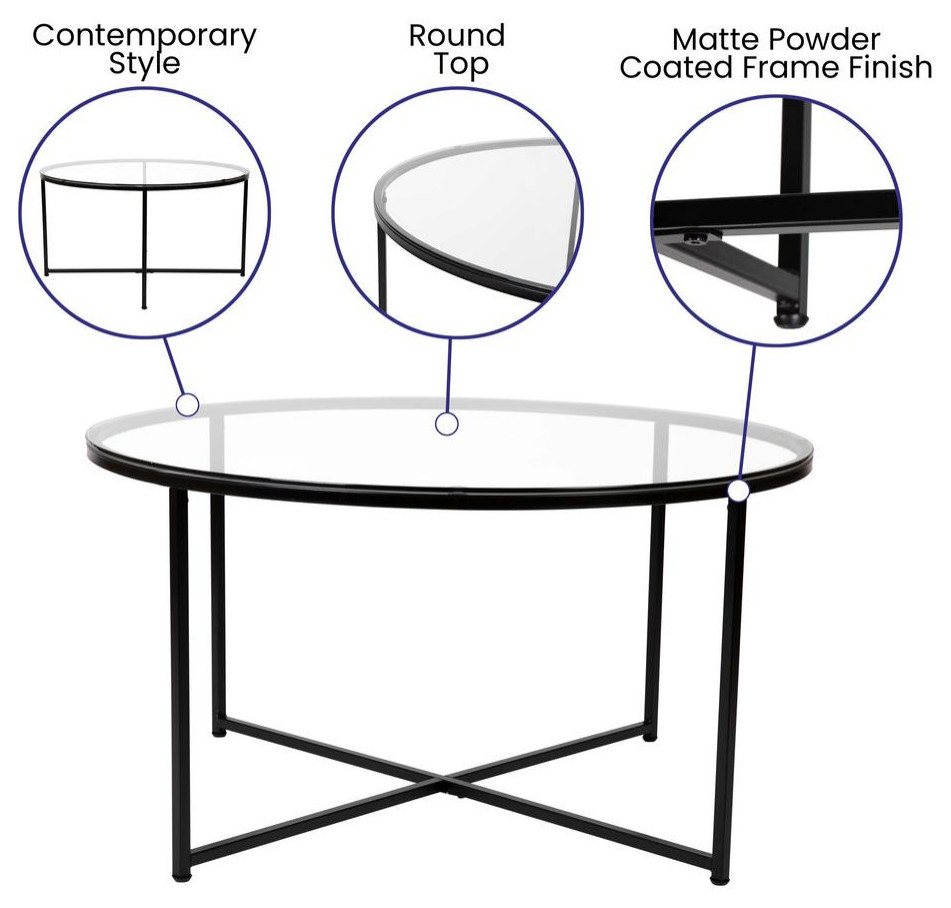 Greenwich Collection Coffee Table   Modern Clear Glass Accent Table with...   Transitional   Coffee Tables   by ShopFreely  Houzz