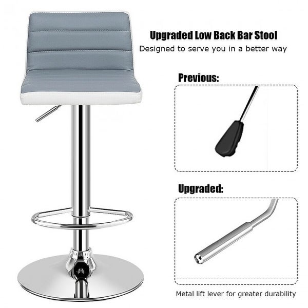 Set of 2 Adjustable PU Leather Bar Stools - 14.5