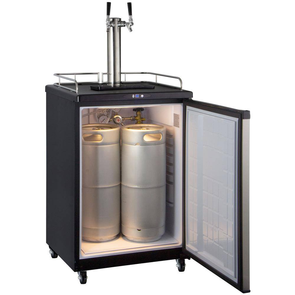 Kegco Commercial Grade Digital Double Tap Full Size Beer Keg Dispenser with Dispense Kit Z163S-2