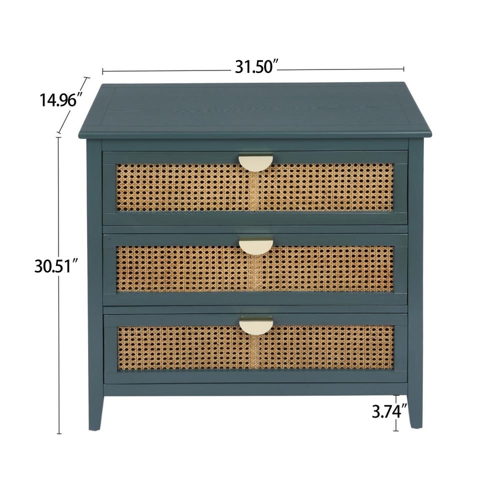 JASIWAY Modern Natural Rattan Storage Cabinet with Drawers