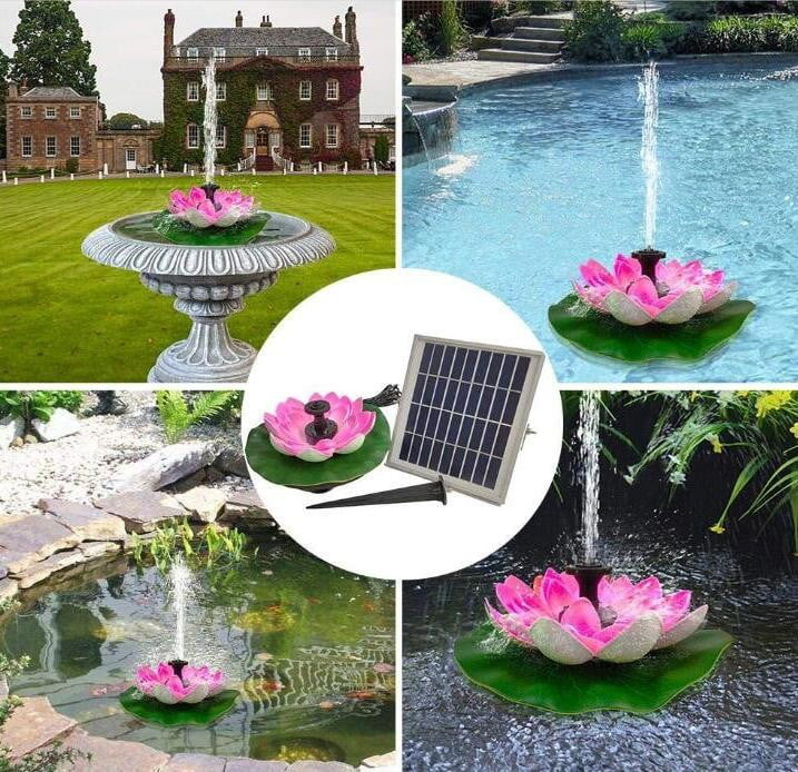 Roliyen Solar Light Solar Fountains Floating Outdoor Pool Water Feature Floating Fountains