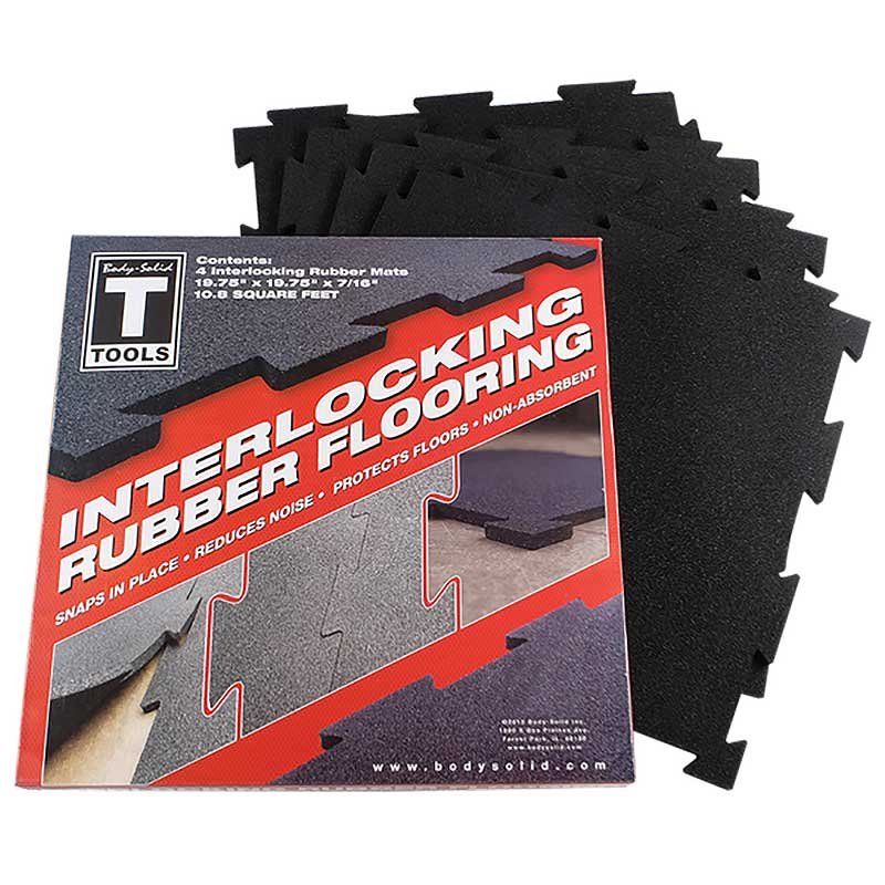 Body-Solid Tools Black Interlocking Rubber Flooring