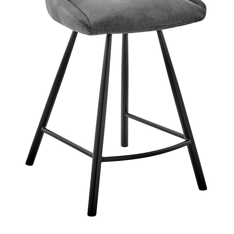 26 Inch Fabric Upholstered Counter Height Bar Stool， Black and Gray