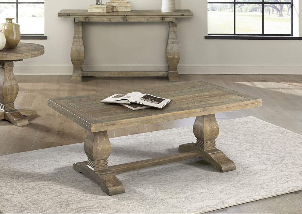 Classic Farmhouse Coffee Table  Pine Wood Construction With Baluster Legs   Contemporary   Coffee Tables   by Decor Love  Houzz