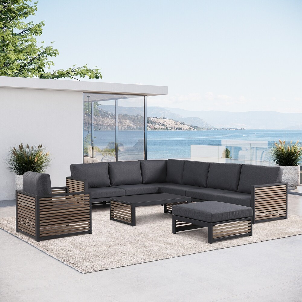 Cadora Teak 6   Person Outdoor Sectional Seating Group  Left Hand Facing