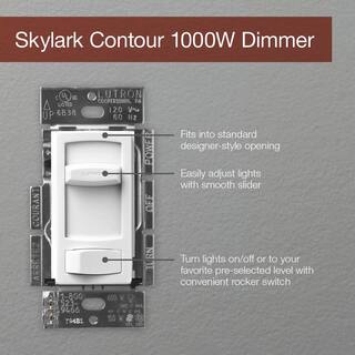 Lutron Skylark Contour Dimmer Switch with Preset for Incandescent Bulbs 1000-WattSingle-Pole or 3-Way Ivory (CT-103P-IV) CT-103P-IV