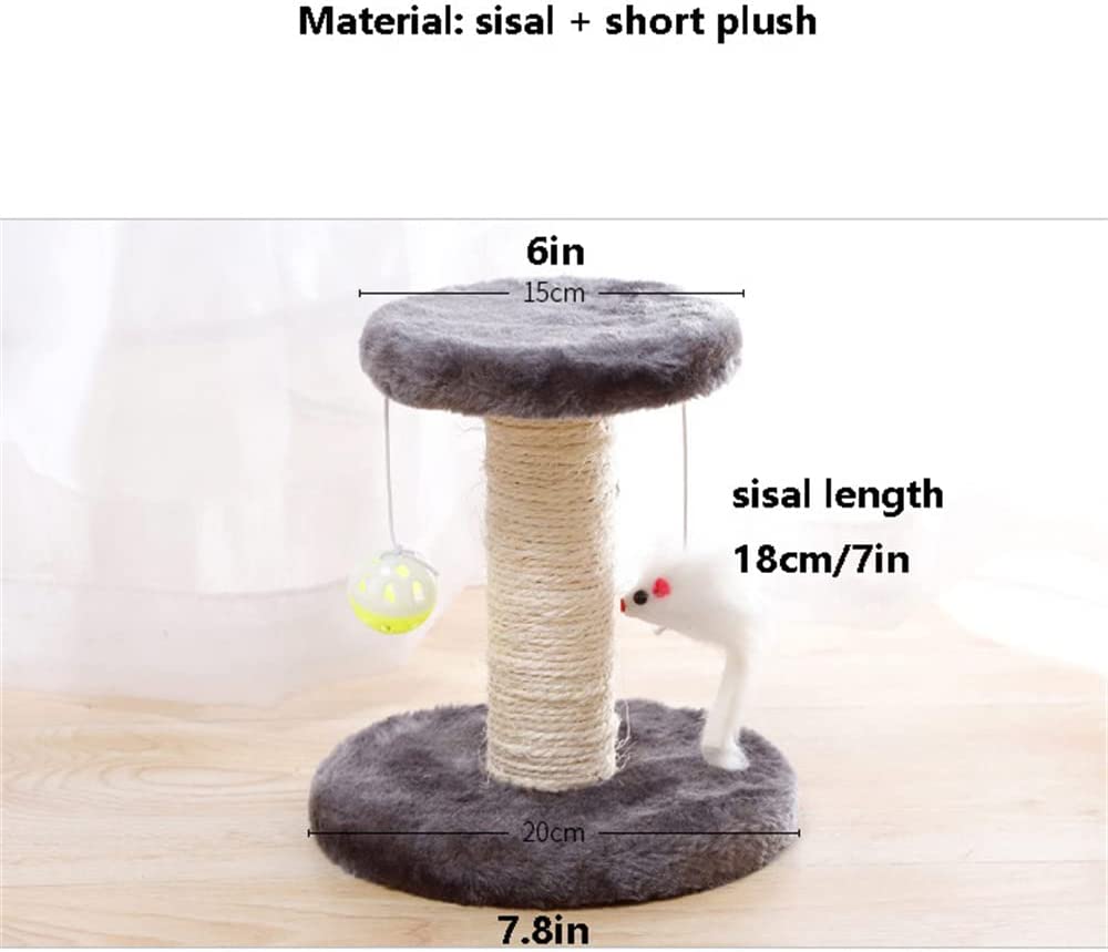 Cat Scratching Post Cat Scratcher with Hanging Ball and Mouse，Sisal Scratch Pole Claw Scratcher Cat Activity Toys for Kittens and Small Cats Indoor Climbing Playing