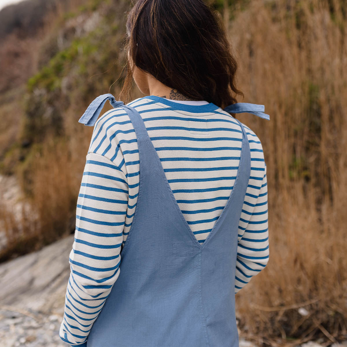 Carefree Hemp Dungarees - Blue Shadow