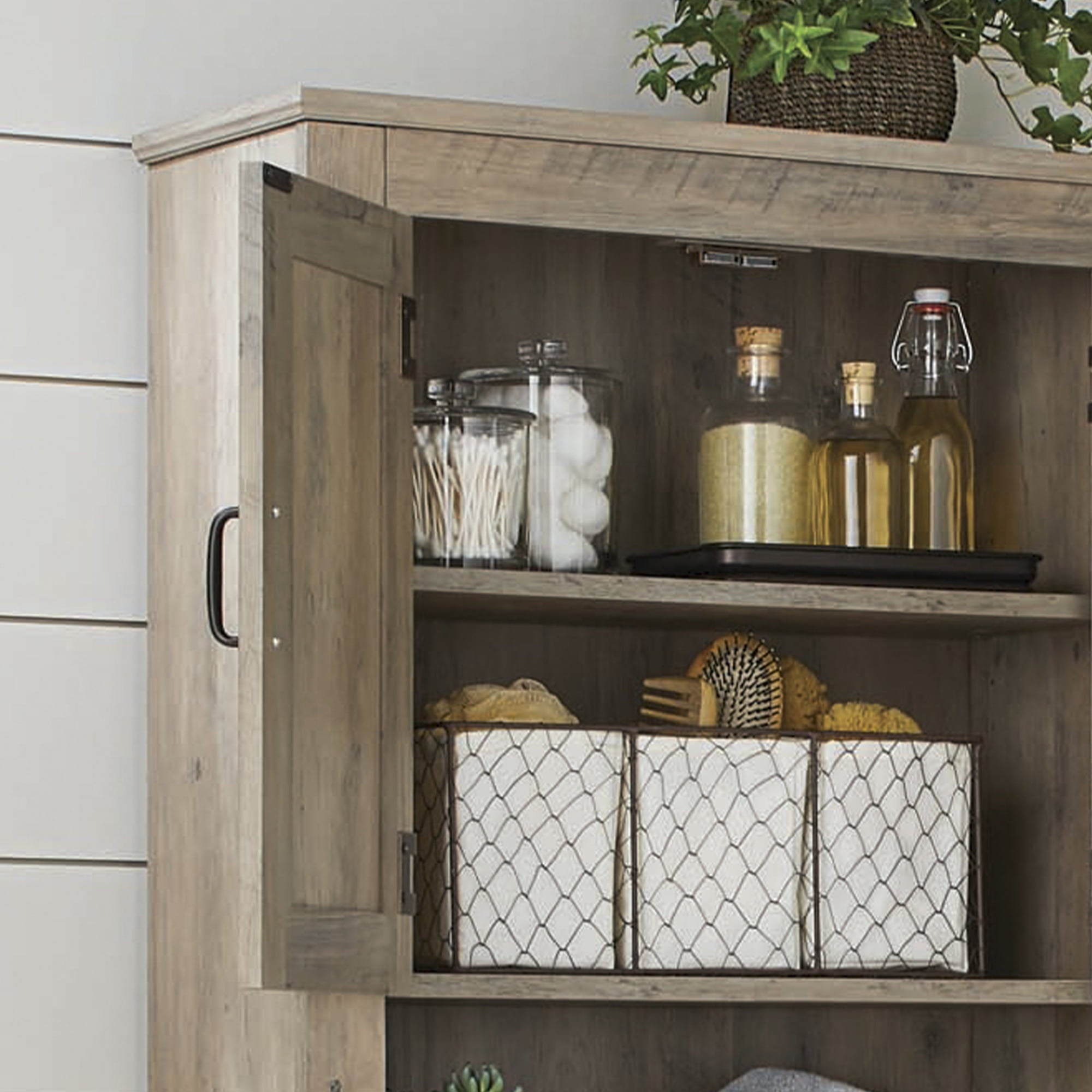 Rustic Gray 26 in. W Bathroom Space Saver, Better Homes & Gardens over the Toilet Storage Cabinet