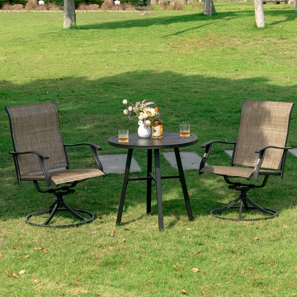 Outdoor 3Piece Bistro Set，Textilene Fabric，Powdercoated Iron Frame