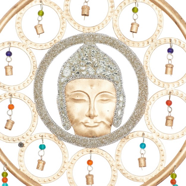 X 15 quot Eclectic Metal Buddha Windchime Gold Olivia amp May