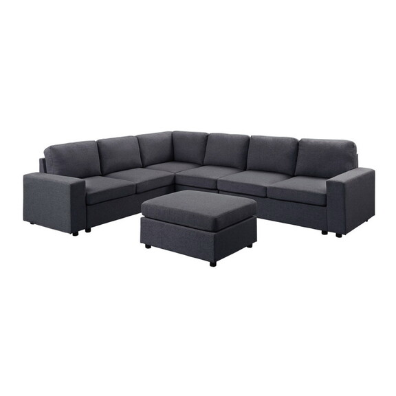 Casey Modular Sectional Sofa with Ottoman in Dark ...