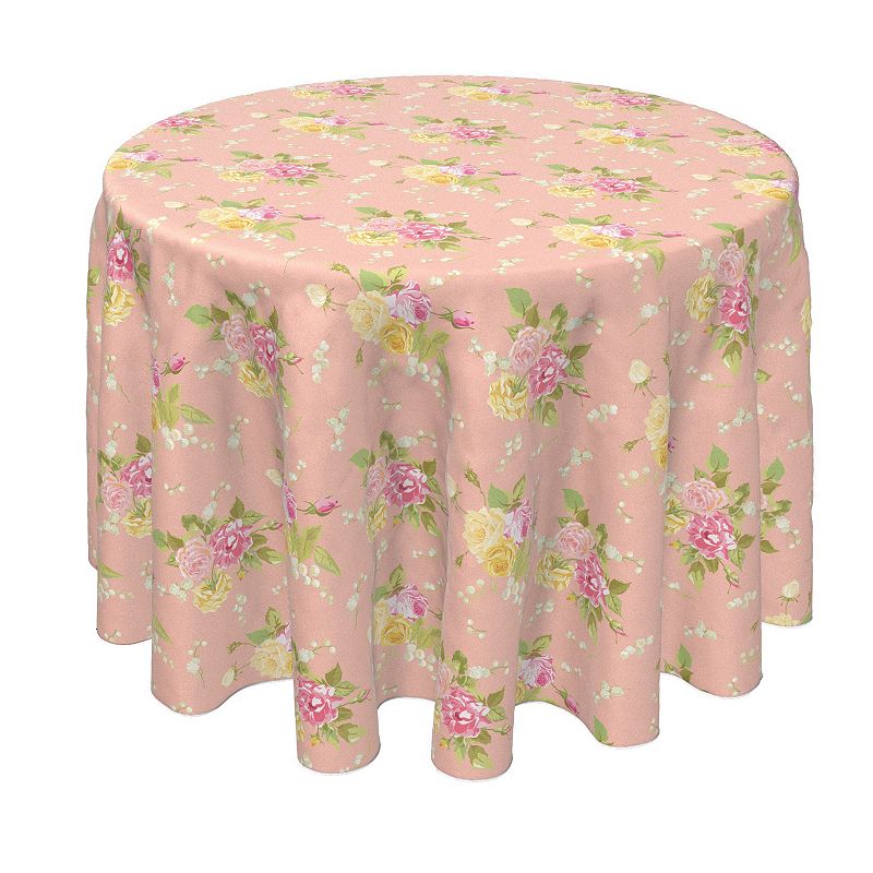 Round Tablecloth， 100% Polyester， 70 Round， Simple Floral Bouquet