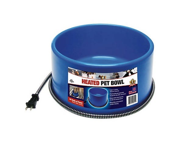 Farm Innovators 1.5 Gallon Heated Round Pet Bowl， Blue - P-60B