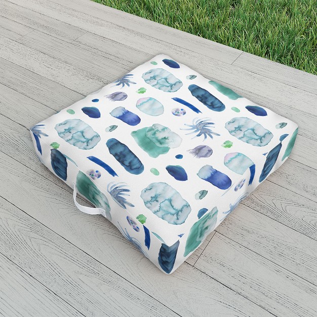 Ninola Design Blue Minimal Strokes Abstract Outdoor Floor Cushion Deny Designs