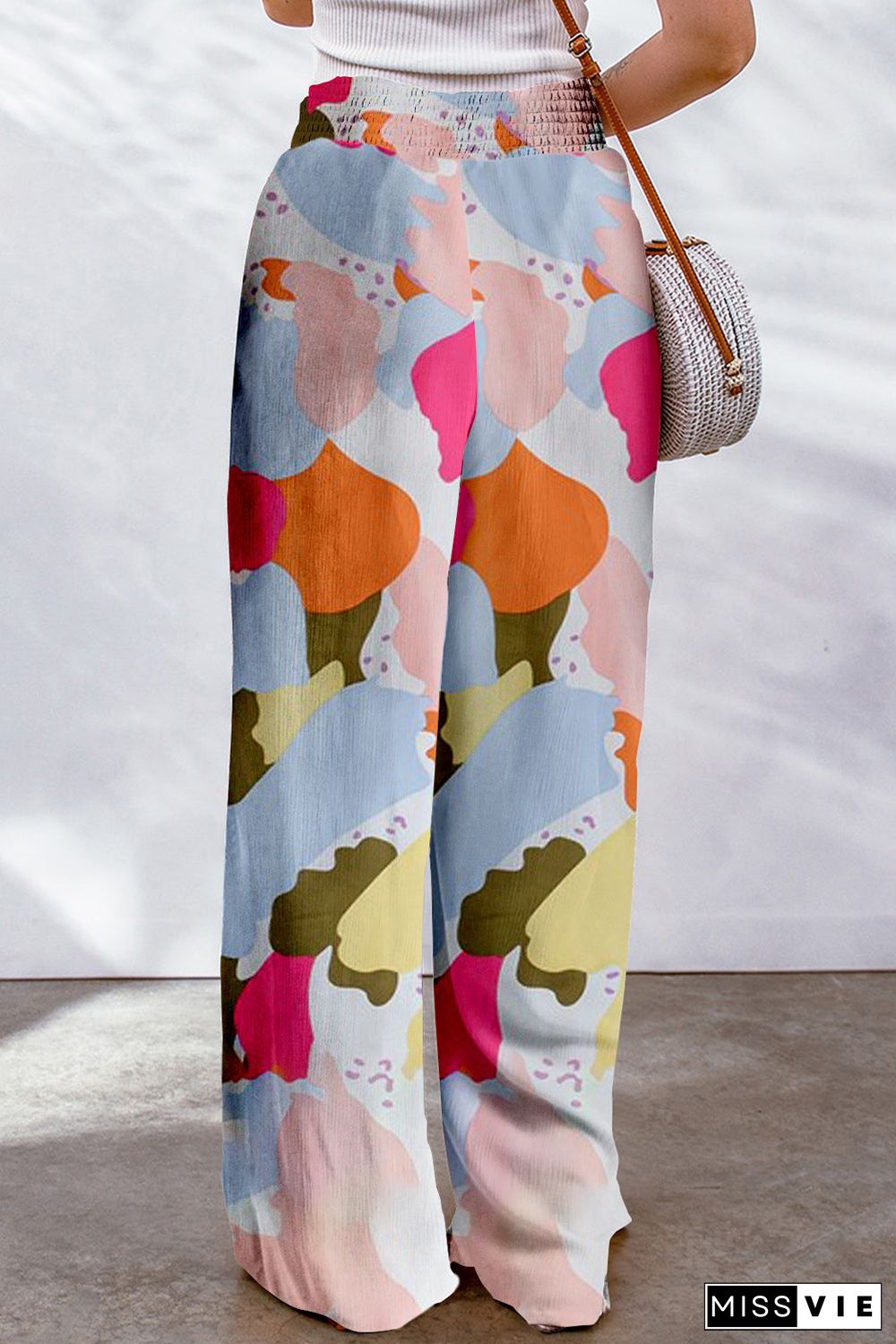 Color Palette Print Flowy Wide Leg Pants