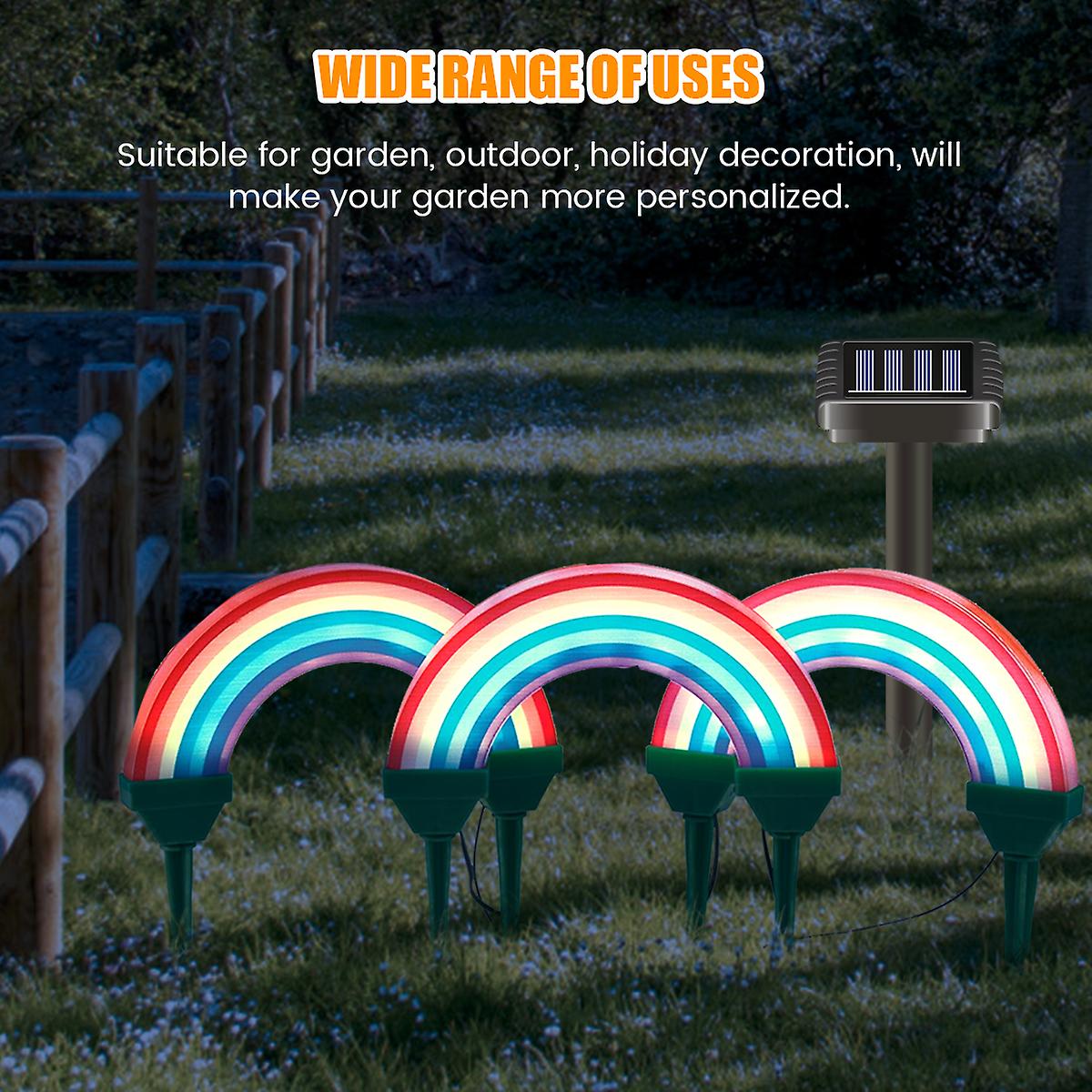 Rainbow Solar Lights Outdoor Waterproof Solar Stake Lights Led Landscape Lighting Lights For Garden Pathway Lawn Decoration