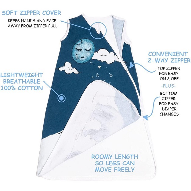 Jumpoff Jo Baby Sleep Bag Wearable Blanket 100 Cotton Sleeveless 2 way Zipper For Easy Diaper Changing