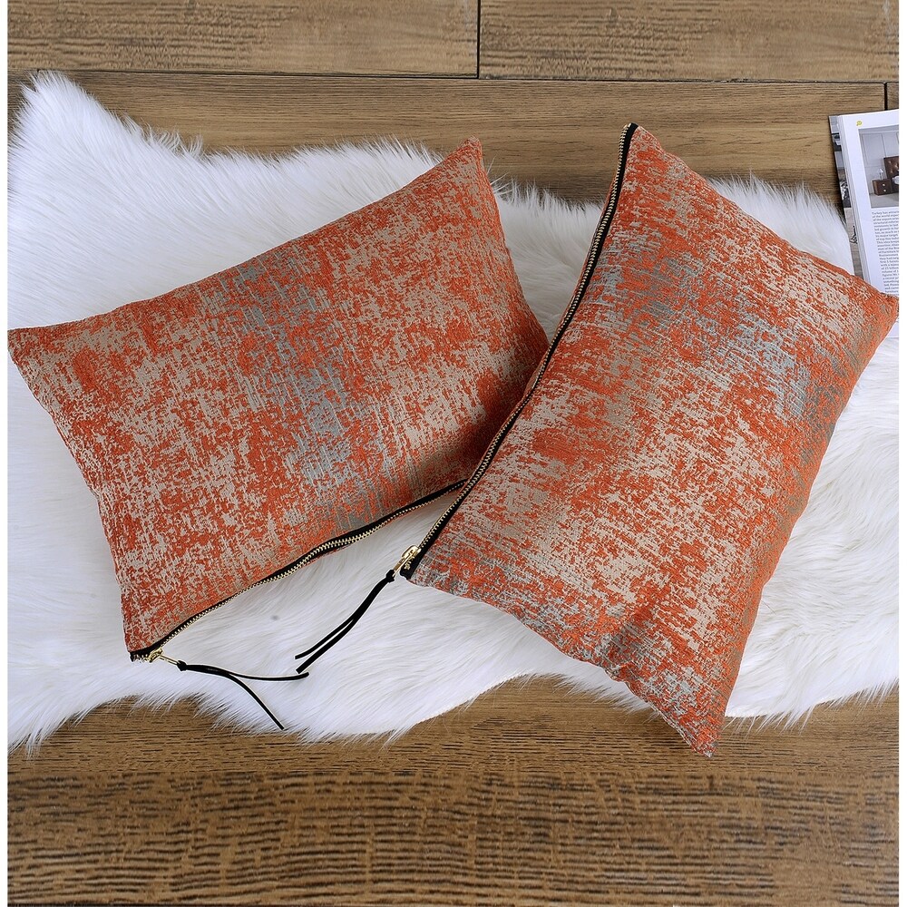 Peralta 2 pc. Jacquard Chenille Zipper Lumbar Pillow Set  NO INSERT