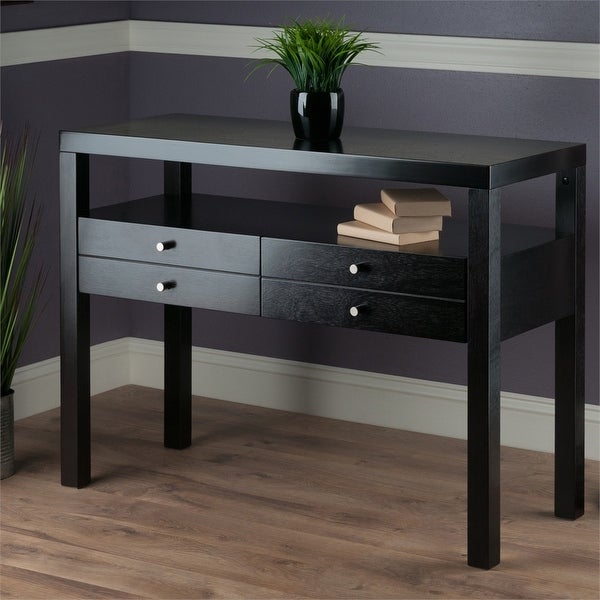 Wood Copenhagen Console Table， 2-Drawers， Espresso Finish