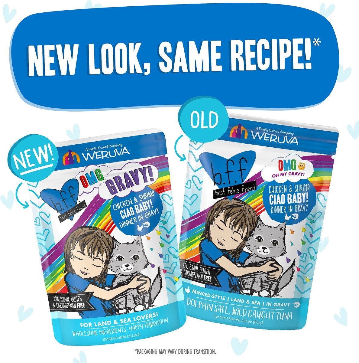 BFF OMG Ciao Baby! Chicken and Shrimp Dinner in Gravy Grain-Free Cat Food Pouches