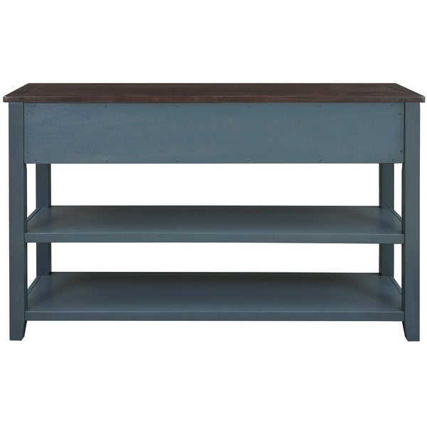 Navy 3-drawer Entryway Console Table with 2-Tier Open Shelves