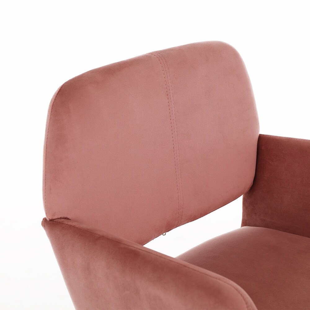 Teddy Fabric Upholstered Side Dining Chair with Metal Leg(Pink teddy fabric+Beech Wooden Printing Leg) KD backrest