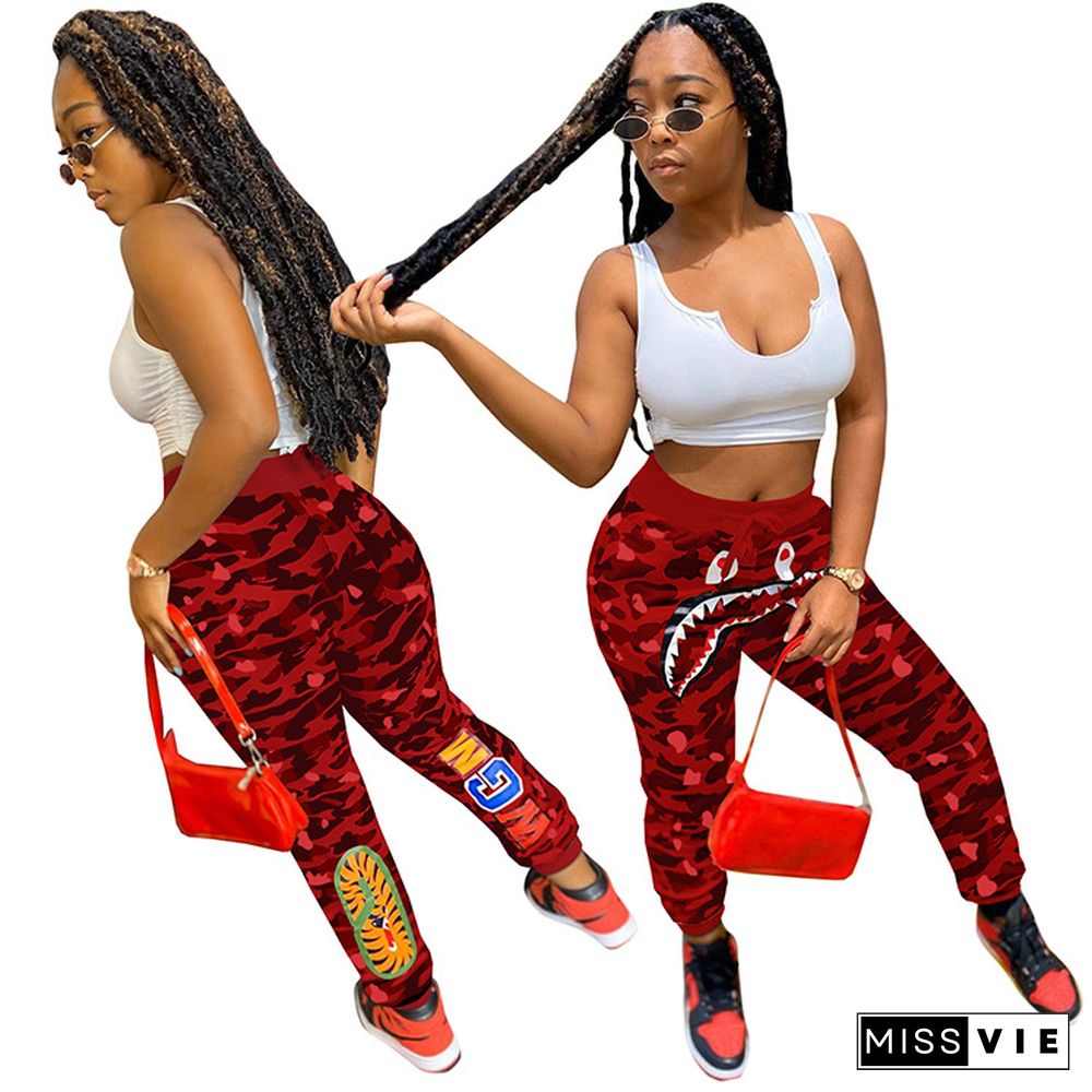 High Waist Hip Hop Camouflage Print Long Cargo Pants