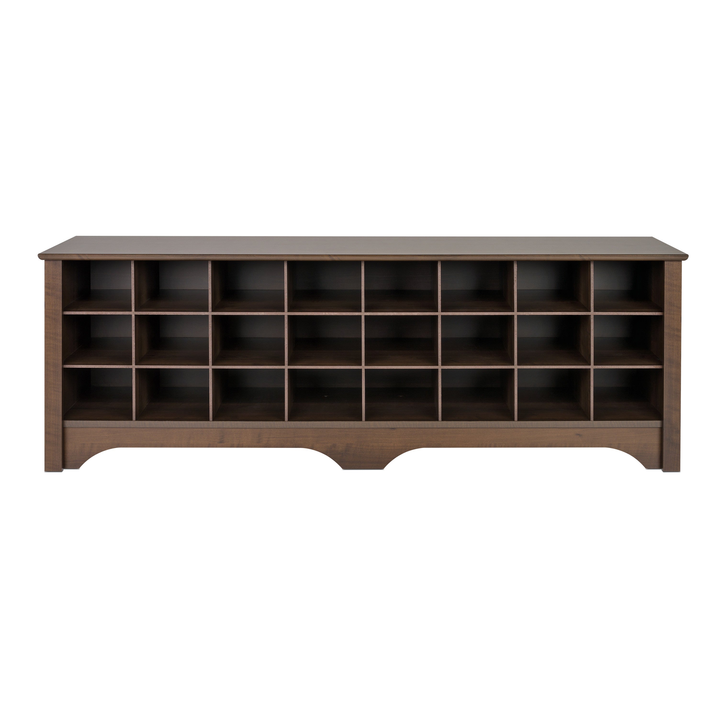 Prepac Entryway Shoe Storage Cubby Bench， Espresso 24 Pair