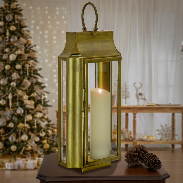 Hgtv Home Collection Slim Lantern Christmas Themed Home Decor Large Gold 25 In