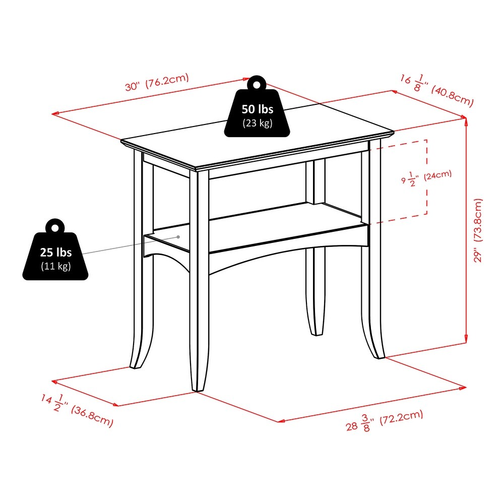 Camden Console Table  Coffee   30 x 16.06 x 29.06 inches