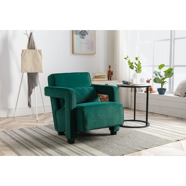 Velvet Open Back Upholstered Armchair with Pillow