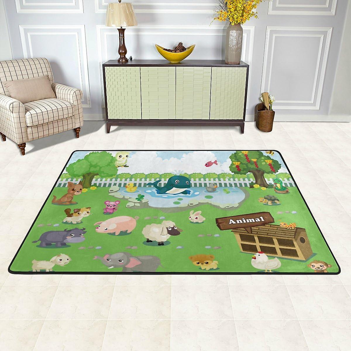 Colourlife Cute Wild Farm Animals Lightweight Carpet Mats Area Soft Rugs Floor Mat Doormat Decoration For Rooms Entrance 36 X 24 Inches