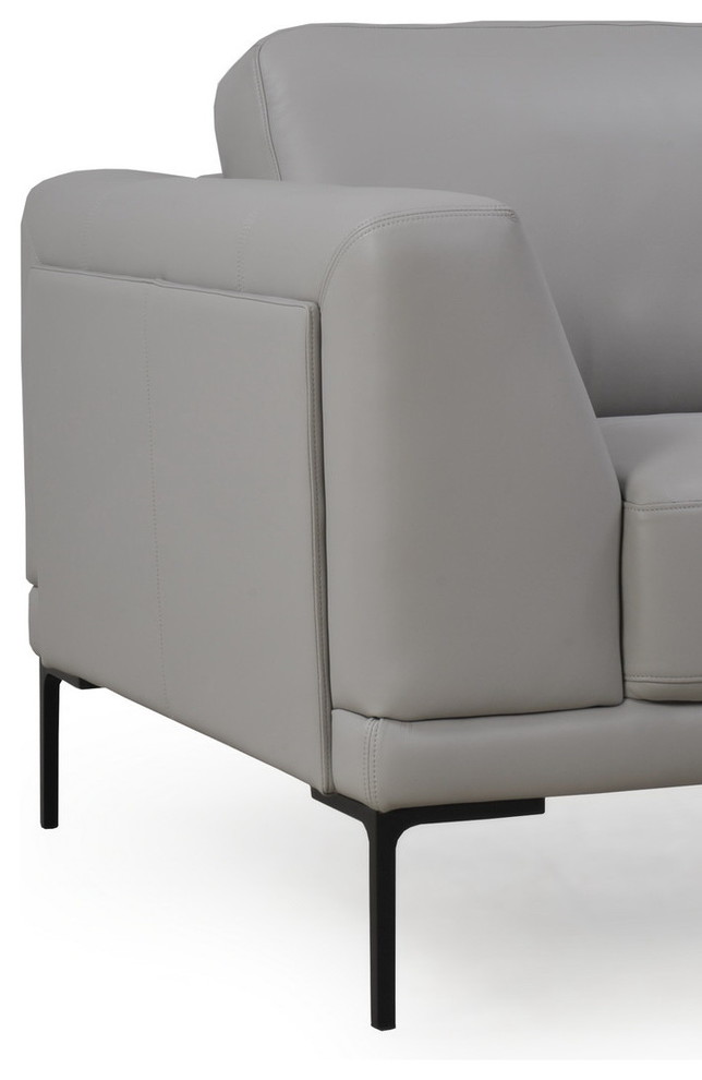 Kerman Full Top Grain Leather Contemporary Chair  Light Gray   Transitional   Armchairs And Accent Chairs   by Moroni  Houzz