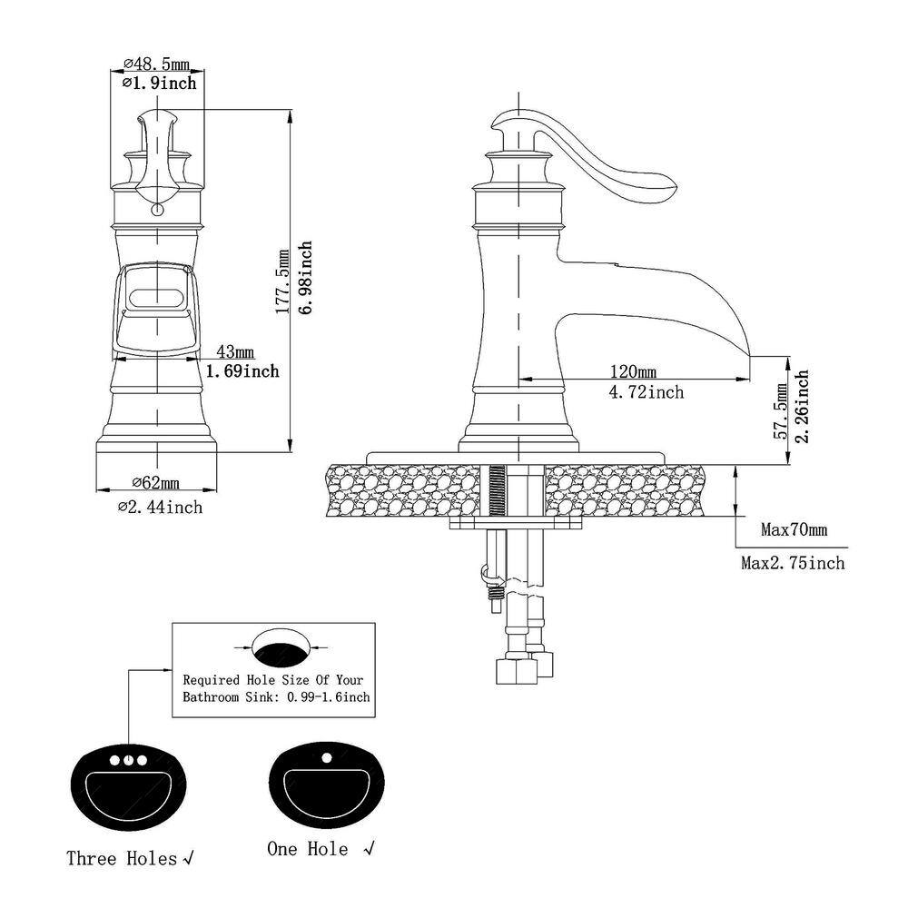 BWE Waterfall Bathroom Faucet Single-Handle Single Hole Sink Faucet Deck Mount Oil Rubbed Bronze Vanity Faucets A-96556-ORB