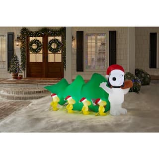 7 ft. W LED Snoopy Pulling Tree with Woodstock Scene Christmas Airblown Inflatable 24GM84470