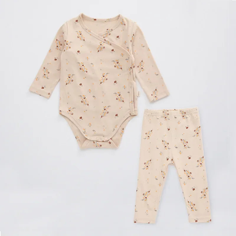 0-24M Newborn Kid Baby Boy Girl Clothes Autumn Winter Long Sleeve Bodysuit Romper Top and Pant suit Print Baby 2Pcs Clothing set