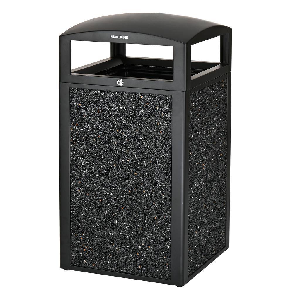 Alpine Industries 40 Gal. Gray Stone All-Weather Outdoor Commercial Trash Can with Lid 471-40-GRYS