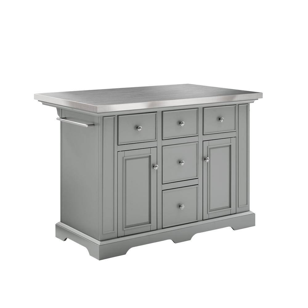 CROSLEY FURNITURE Julia Gray Kitchen Island with Towel Rack KF30025AGY