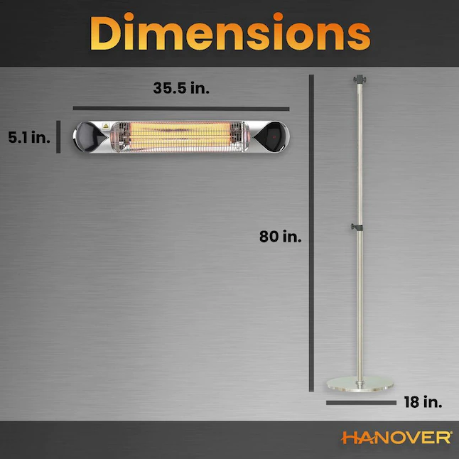 Hanover HAN1051ICSLV-SD 5118-BTU 120-Volt Silver Steel Electric Patio Heater