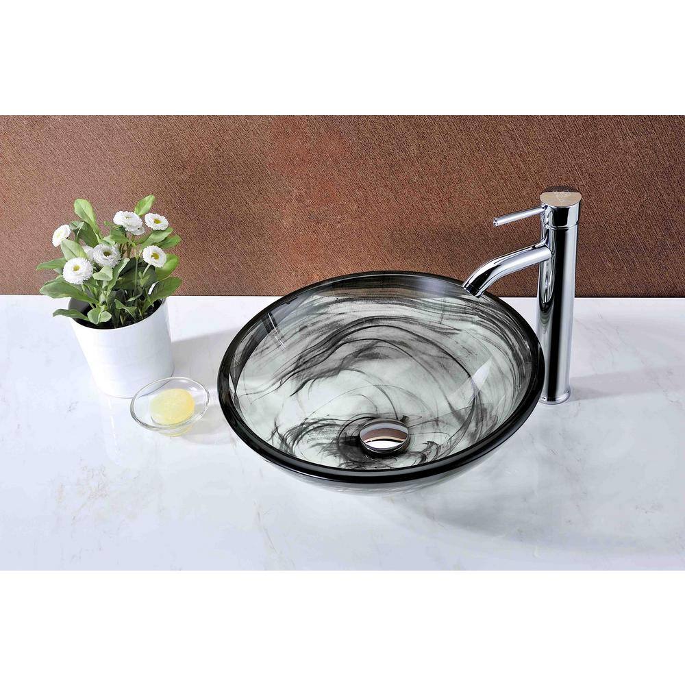 ANZZI Mezzo Series Vessel Sink with Pop-Up Drain in Slumber Wisp LS-AZ054