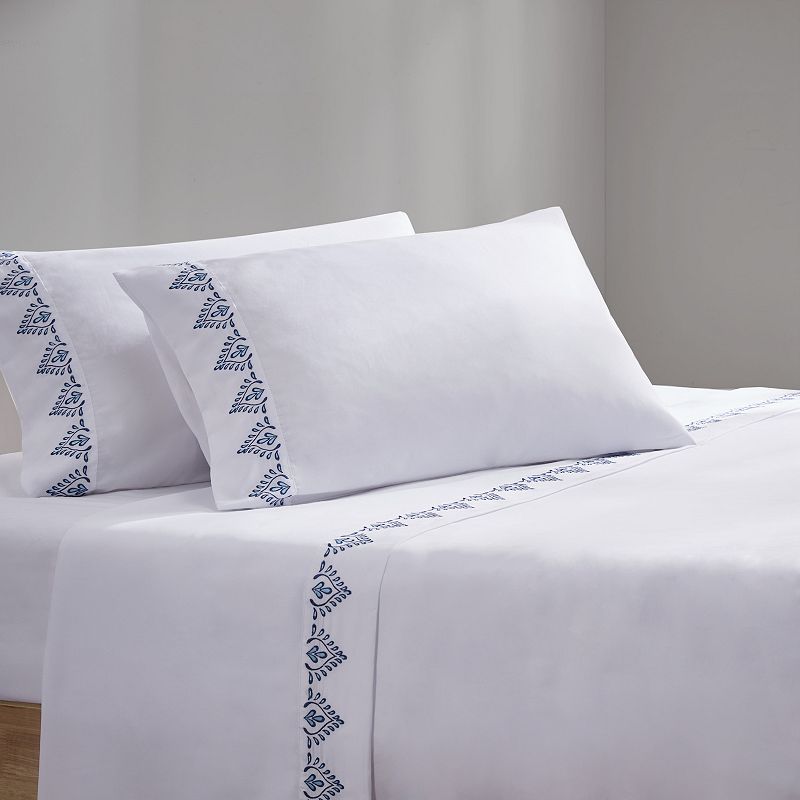 Madison Park Ultra-Soft 4-Piece Embroidered Microfiber Sheet Set