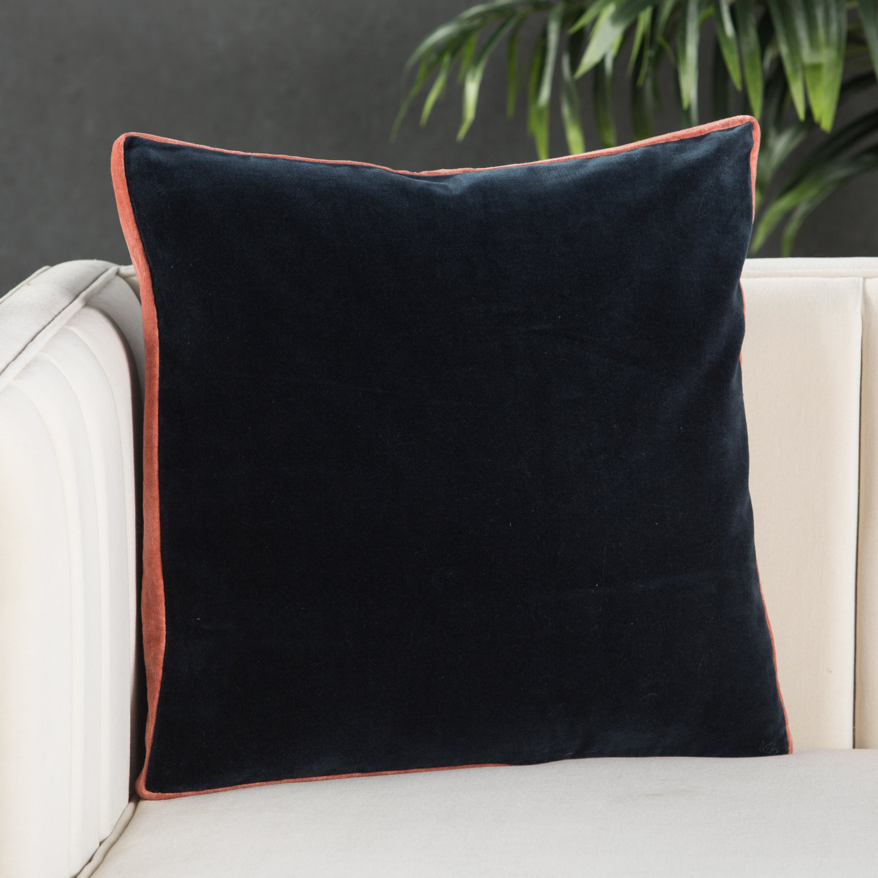 Bryn Solid Navy & Pink Pillow