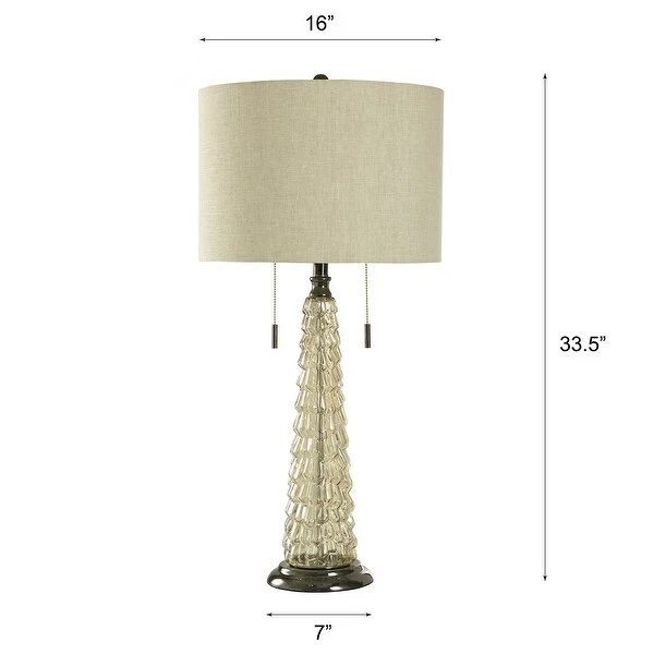 Chandi Glow - Classic Table Lamp - Tapered Tree Translucent Glass Design - Light Oatmeal Shade