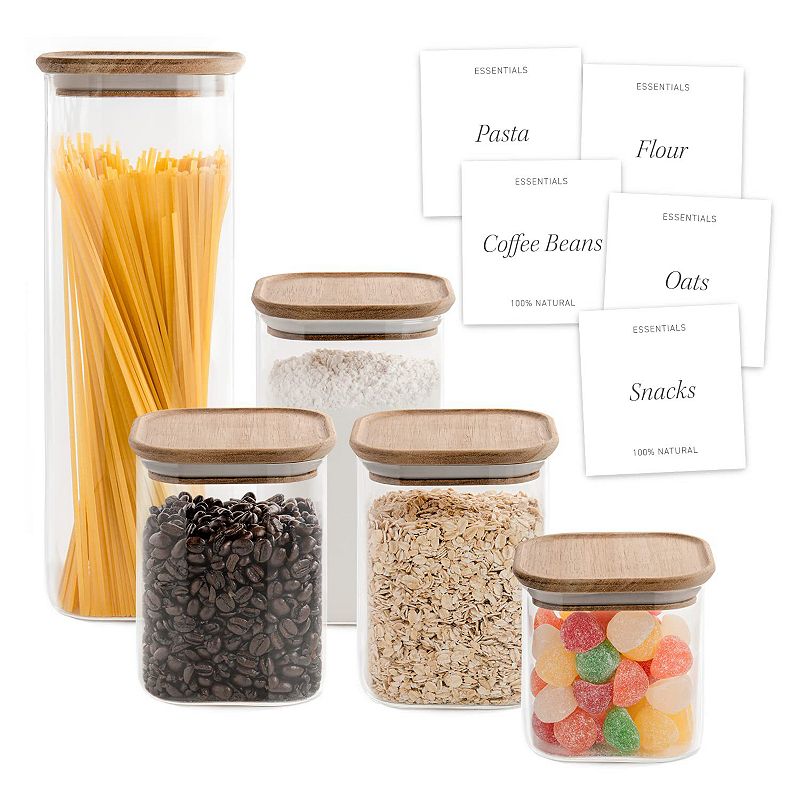 Bloom and Breeze Airtight Food Storage Containers ， Stackable With Labels 5-piece Set (mixed)