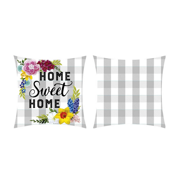 Evergreen Home Sweet Home Plaid Outdoor Pillow Cover